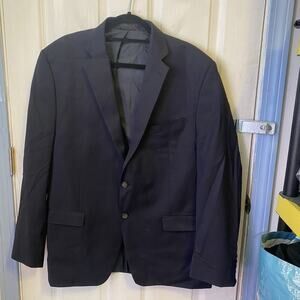 46R Lauren Ralph Lauren Men Recent 2 Bttn Wool Blazer Sport Coat Navy Blue Solid